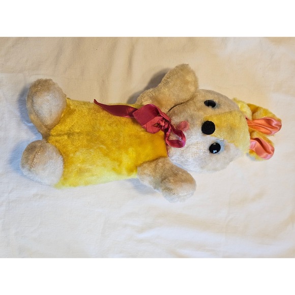 Other - Vintage Plush Bunny Rabbit Yellow Outfit Ribbon Toy Stuffed Animal Musical